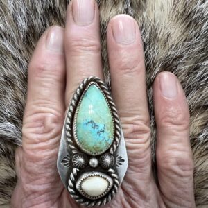 Timberline turquoise/ Elk Ivory sterling silver ring