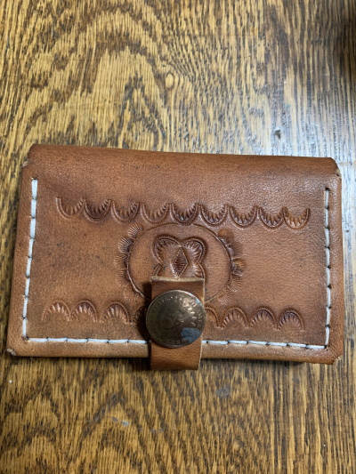 Personalized Leather Fly Fishing Wallet With Sheep Skin Trout 