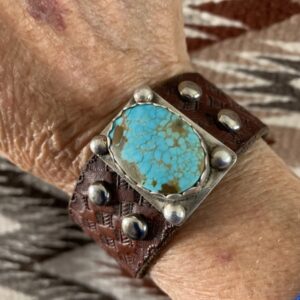 #8 turquoise leather cuff