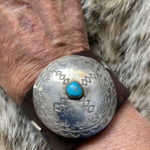 Blue Gem concho leather cuff