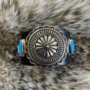 Blue Gem leather cuff
