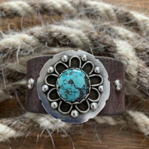 Cloud Mountain turquoise leather cuff
