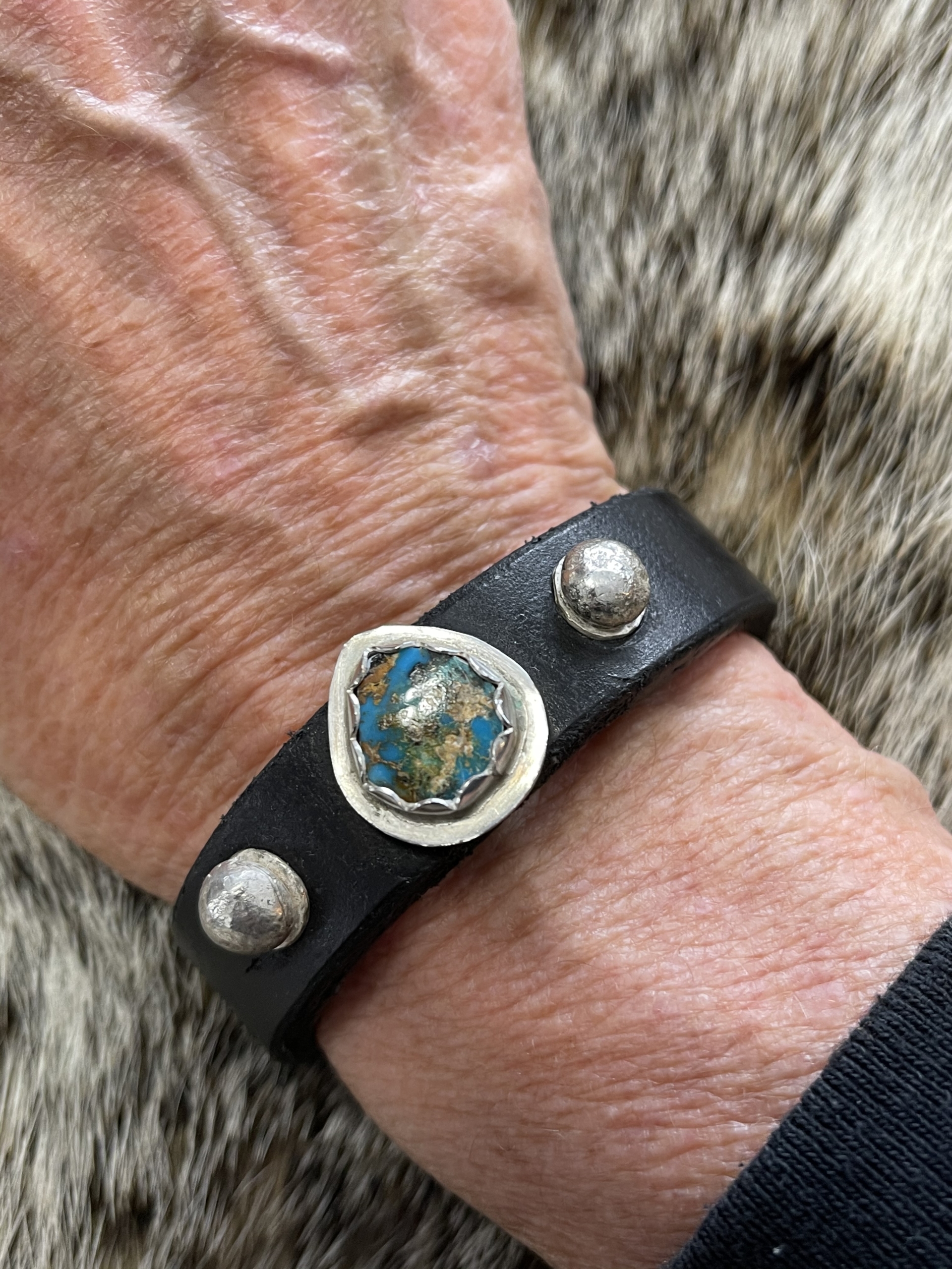 Candelaria turquoise and silver ball stacker cuff