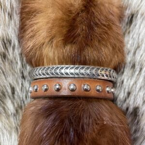 Sterling silver cuff/ harness spot leather cuff set