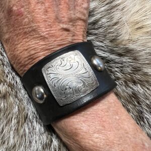 Antique Harris sterling silver concho leather cuff