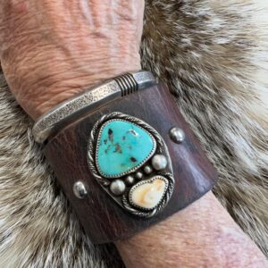 Blue Diamond turquoise/Elk Ivory leather cuff
