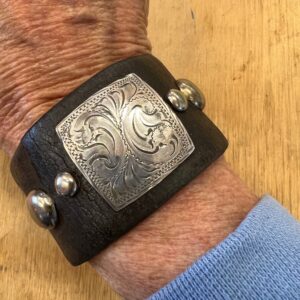 Antique sterling silver concho leather bracelet