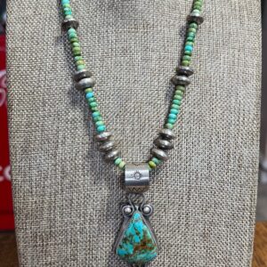 Sonoran gold turquoise necklace/ Easter blue turquoise/Elk ivory dangle Pendant set