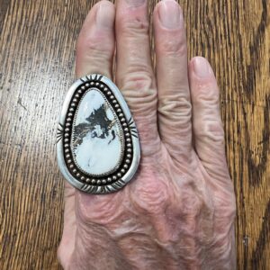 White Buffalo turquoise Sterling silver statement ring